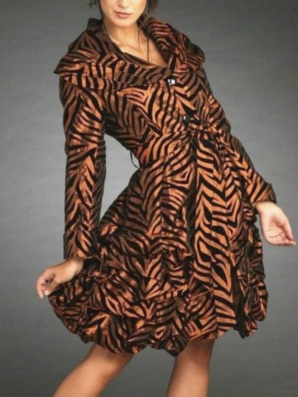 Women’s Orange and Black Zebra Print Fit-and-Flare Dress NWT